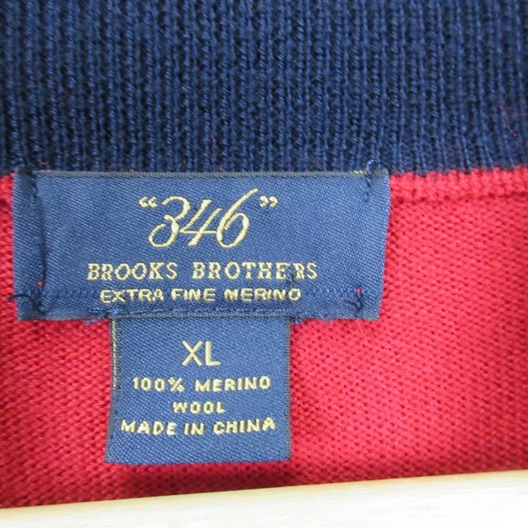 Brooks Brothers 1/4 Zip Pullover Sweater Men XL Red Extra Fine Merino Wool 446 - Picture 3 of 11